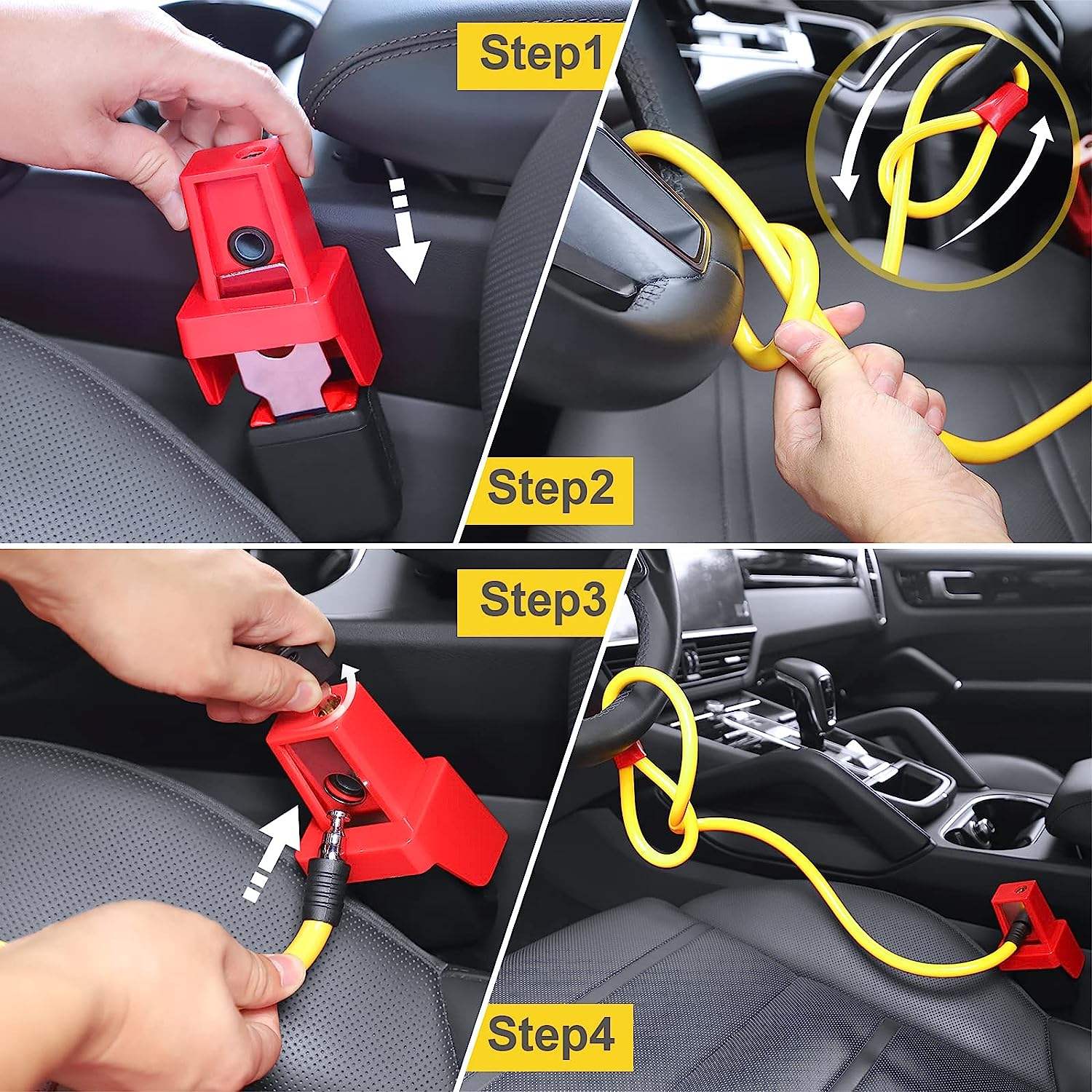 Ho<i></i>ngseen HS-SWL015 Anti-Theft Car Steering Wheel Lock | Universal Vehicle Security Device